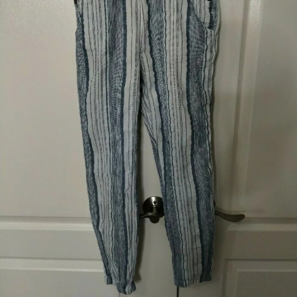 Habitual Girl Size 12 Blue White Striped Overall Romper Jumper elastic cuff